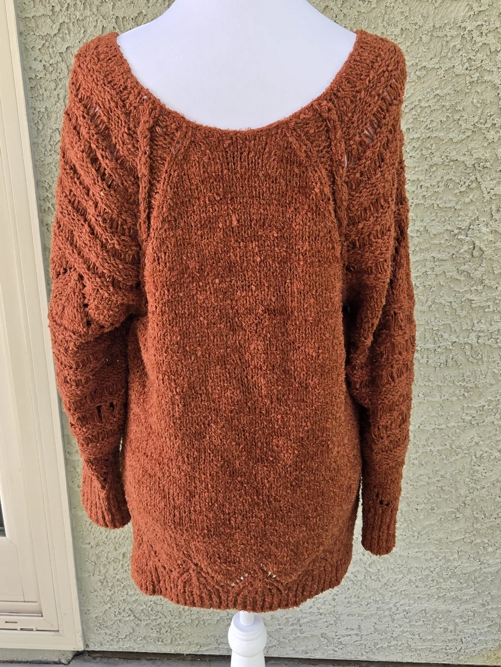 Anthropoligie Pilcro Chunky Off-Shoulder Rust Sweater - Women's Cozy Pullover - Picture 7 of 11